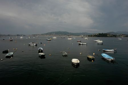 boats at port of Vigo in spain