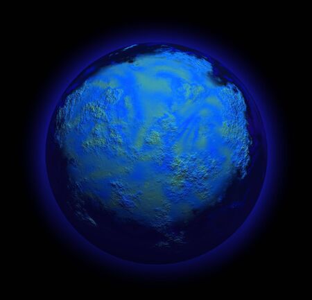 illustration of a strange planet in black sky