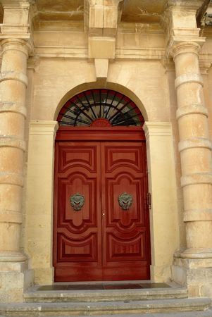 ancient door in a church in malta islandの写真素材