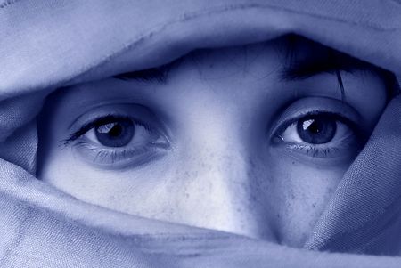 young woman close up portrait, toned modeの写真素材