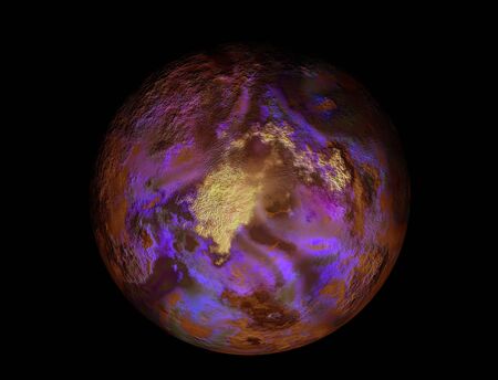 illustration of a colored moon in black skyの写真素材