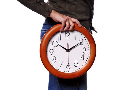 woman body parts with a clock covering her
