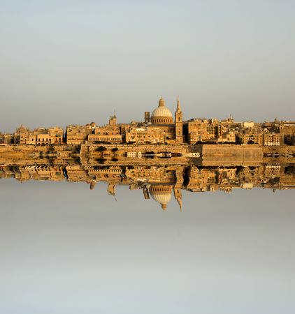 ancient architecture of malta island with reflectionの写真素材