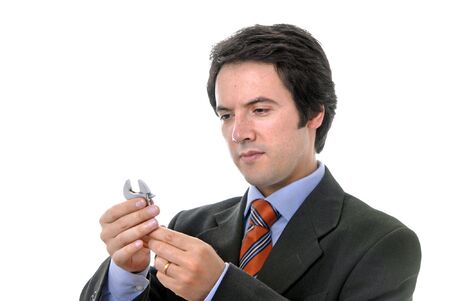 young business men portrait isolated on whiteの写真素材