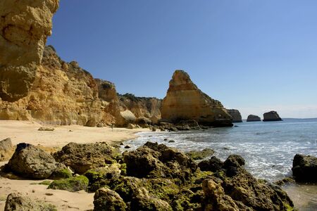 small beach at algarve in the south of portugal                               の写真素材