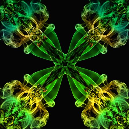 abstract colored smoke on a black backgroundの写真素材