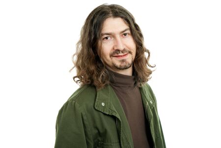 young casual man portrait in white background