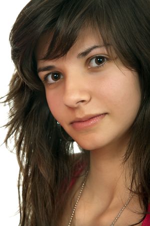 young beautiful woman portrait, isolated on whiteの写真素材