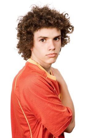 casual young man portrait isolated on whiteの写真素材