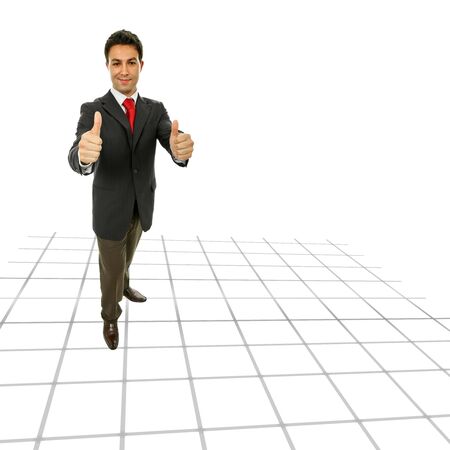 business man going thumbs up, full lengthの写真素材