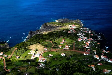 Faja, village at the coast in Sao Jorge island, Azores, Portugalの写真素材