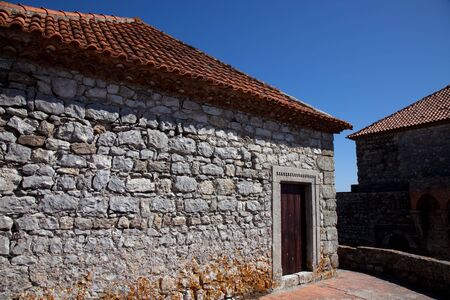 houses of Ourem old castle at the top of the hill, in the center of Portugal の写真素材