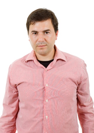 young casual man portrait, isolated on whiteの写真素材