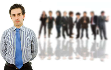 young business man with some people on the backの写真素材