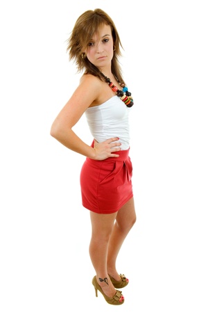 young beautiful woman full body, isolated on whiteの写真素材