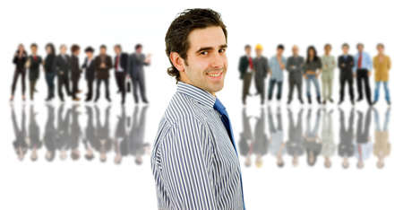 business man in front of a group of people