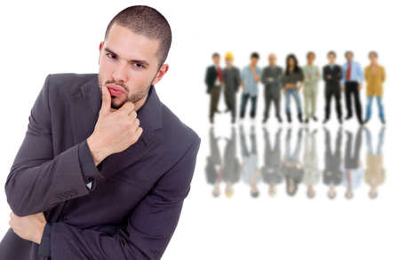 business man in front of a group of peopleの写真素材