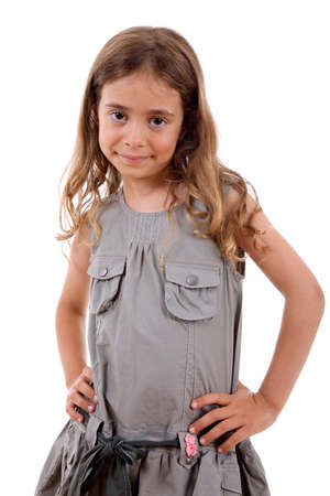 young happy girl portrait, isolated on whiteの写真素材