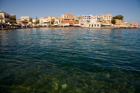 venetian port of chania in the island of crete, greeceの写真素材
