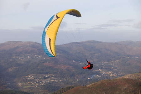 Paragliding Cross-country Portuguese League, in the north of Portugal, December 17, 2011, Caldelas, Portugal.のeditorial素材