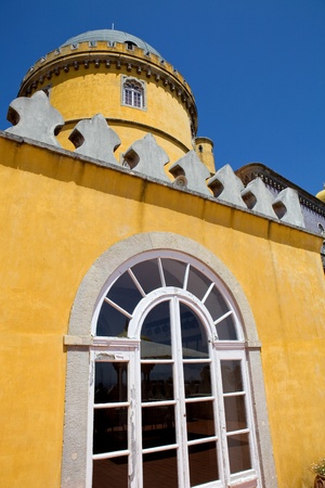 Detail of Pena palace, in the village of Sintra, Lisbon, Portugalのeditorial素材