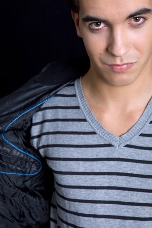 young casual man portrait, studio pictureの写真素材