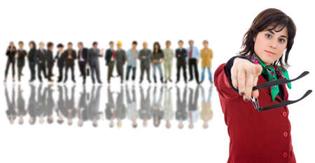 business woman in front of a group of peopleの写真素材