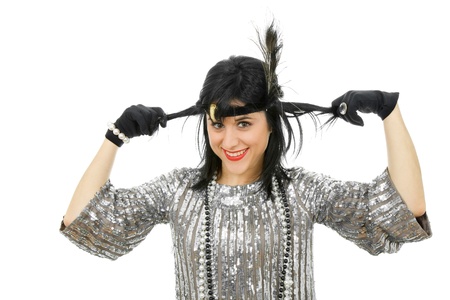 young beautiful woman dressed for a party, studio picture