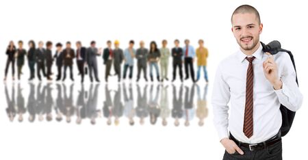 business man in front of a group of peopleの写真素材