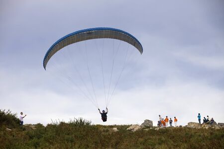 Paragliding AbouaAboua Festival, in the north of Portugal, September 22, 2012, Caldelas, Portugal.のeditorial素材