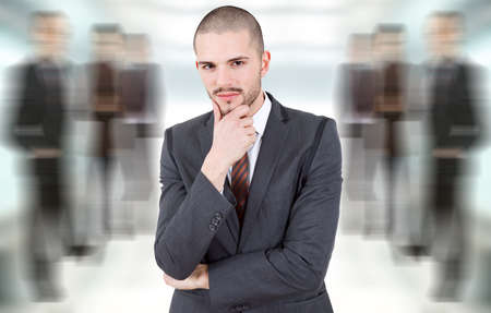pensive business man portrait at the officeの写真素材