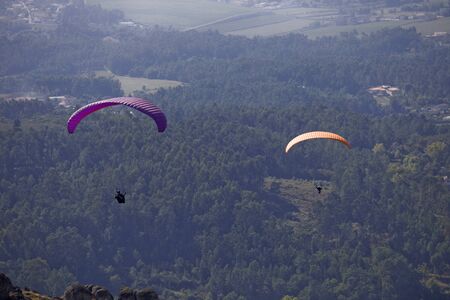 Paragliding Aboua Cup, in the north of Portugal, October 13, 2012, Caldelas, Portugal.のeditorial素材