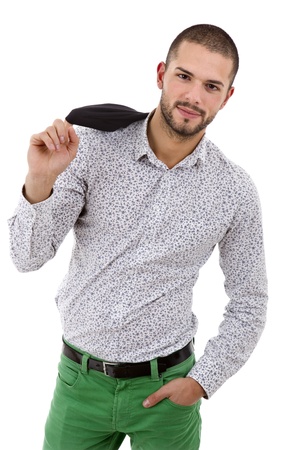 young casual man portrait, isolated on whiteの写真素材