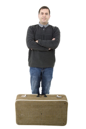 young silly man traveler, full body, isolatedの写真素材