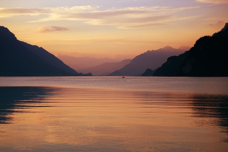 swiss lake at brienz, Switzerlandの写真素材