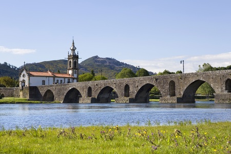 roman bridge of Ponte de Lima in Portugalの写真素材