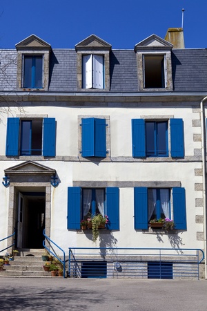 typical houses of the medieval town of concarneau, in the north of franceのeditorial素材