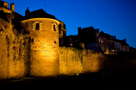 the historic city of Vannes at nigth, in Brittany, Franceのeditorial素材