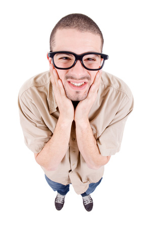 young casual man full body in a white backgroundの写真素材