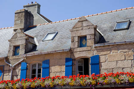typical houses of the medieval town of concarneau, in the north of franceのeditorial素材