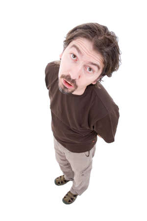 young casual man full body in a white backgroundの写真素材
