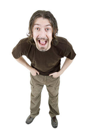 young casual man full body in a white backgroundの写真素材