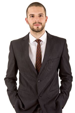 young business man portrait isolated on whiteの写真素材