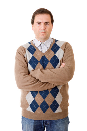young casual man portrait, isolated on whiteの写真素材