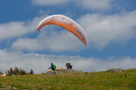 Paragliding Festival Aboua Cup de Caldelas 2016, in the north of Portugal, Caldelas, Portugal.のeditorial素材