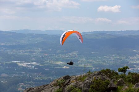 Paragliding Festival Aboua Cup de Caldelas 2016, in the north of Portugal, Caldelas, Portugal.のeditorial素材