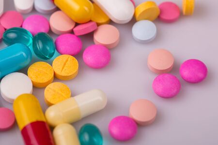 different Tablets pills capsule heap mix therapy drugsの写真素材