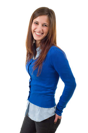 young casual beautiful woman, isolated in whiteの写真素材