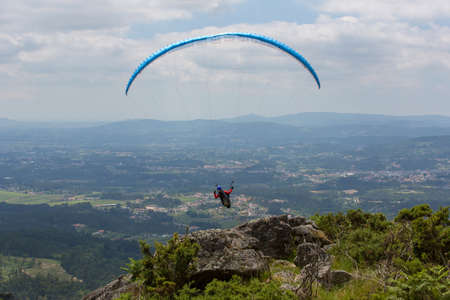 Paragliding Festival Aboua Cup de Caldelas 2016, in the north of Portugal, 4 June, 2016, Caldelas, Portugal.のeditorial素材