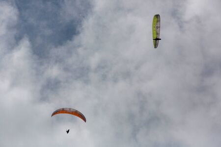 CALDELAS, PORTUGAL - JUNE 4: Paragliding Festival Aboua Cup de Caldelas 2016, in the north of Portugal, 4 June, 2016, Caldelas, Portugal.のeditorial素材